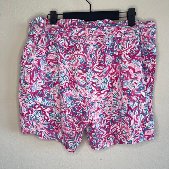 Stella Parker Linen Blend Paperbag Shorts Pink - Size L - Picture 2 of 3